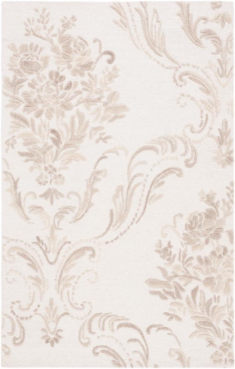 SAFAVIEH Jardin Salome Leaves Area Rug, Ivory/Beige, 6' x 6' Square