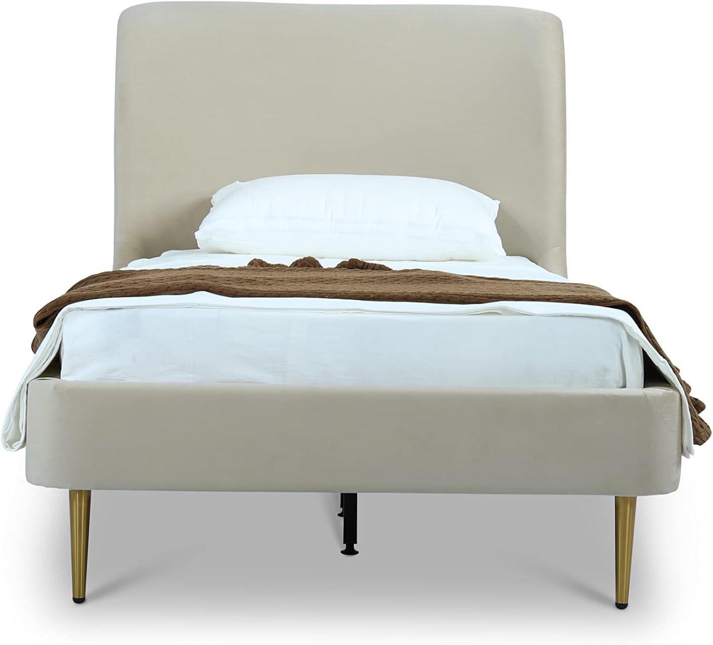 Heather Gold-Finished Twin Velvet Upholstered Bed with Slats