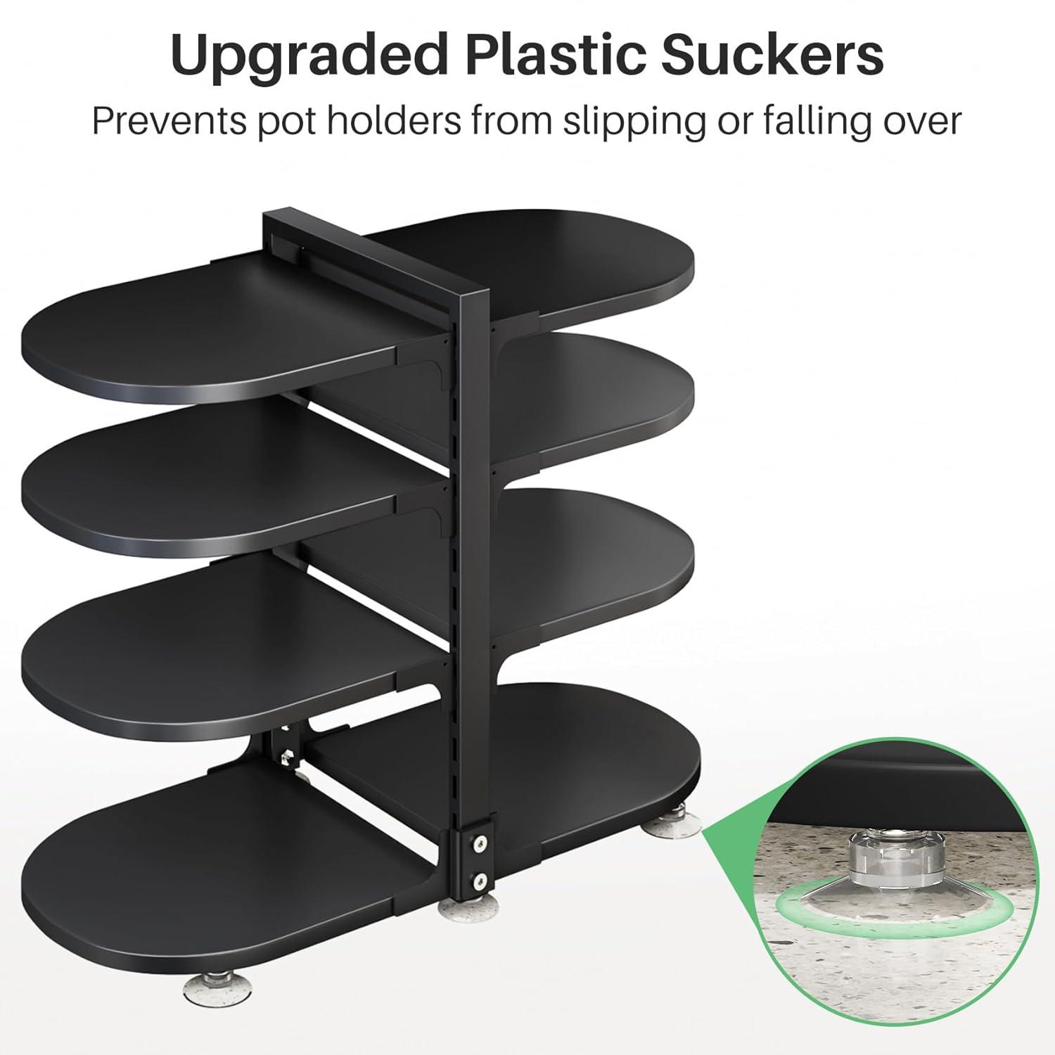 Pot and Pan Organizer for Cabinet, 8 Tier 21” Adjustable Cabinet Pan Organizer Rack Heavy Duty Pot Rack for Kitchen Storage, Snap-on Pot Pan Organizer with Panels for Stockpot and Steamer (Round)