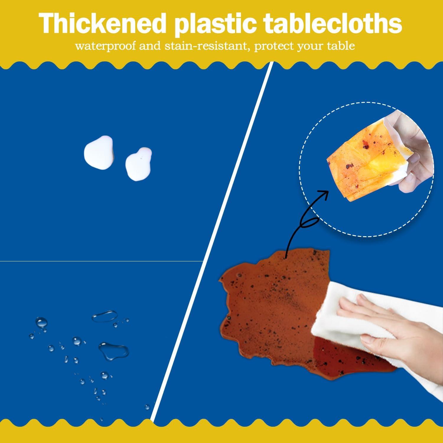 6 Pack Plastic Royal Blue Tablecloth for Parties, Rectangular Table Decorations, 54 x 108 Inches, Disposable Table Cover for Birthday, Graduation Party Supplies