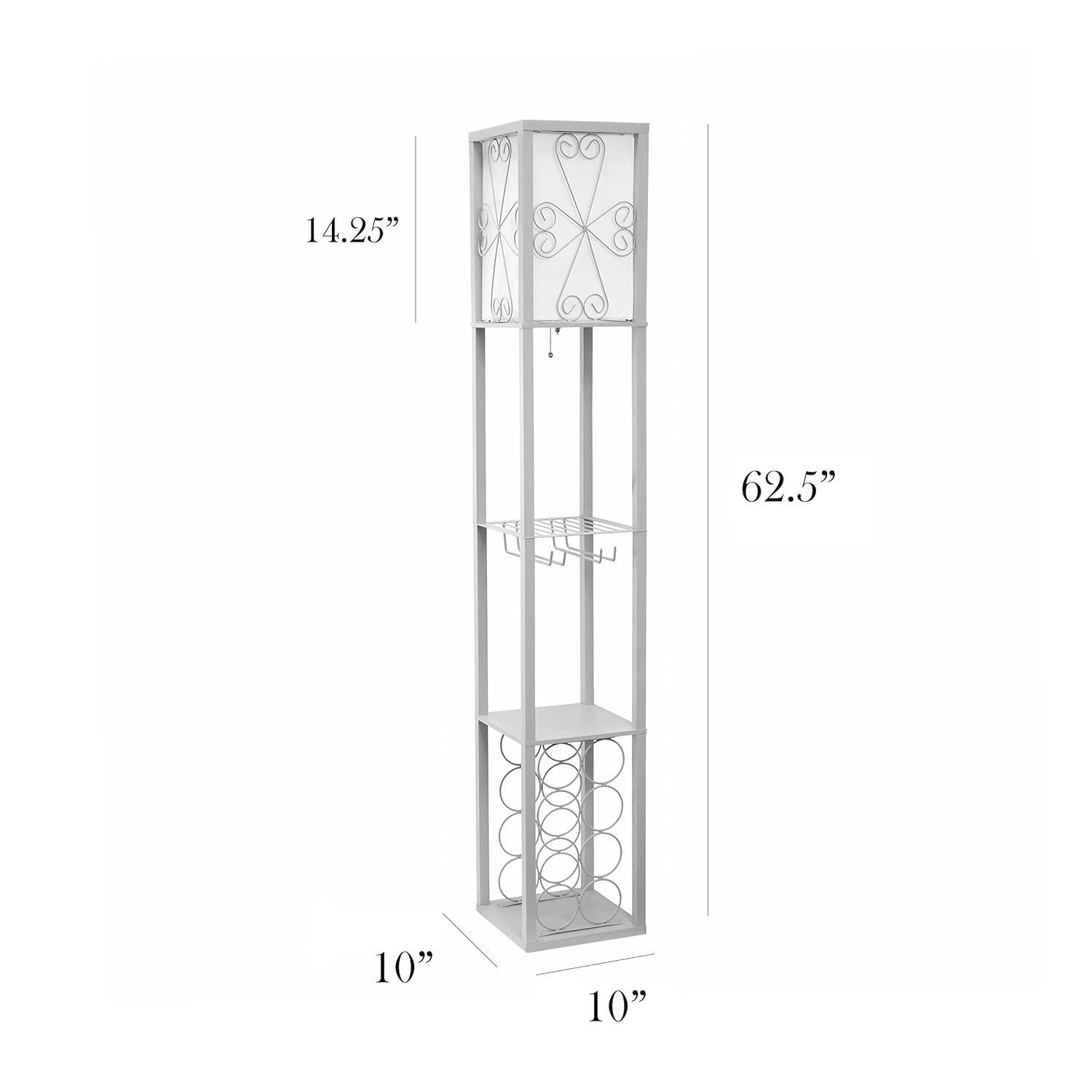 Etagere Organizer Storage Shelf Floor Lamp with Linen Shade Gray - Simple Designs