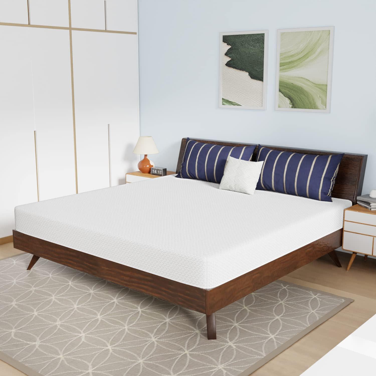 FDW 8 inch King Memory Foam Mattress Cooling Gel Bamboo Charcoal Infused Mattress CertiPUR-US Certified Breathable Bed Mattress,White King