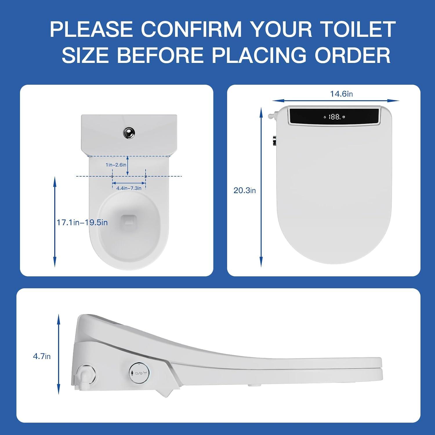 White Heated Electric Bidet Toilet Seat with Stainless Steel Nozzle