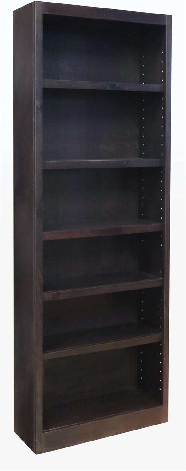 Concepts in Wood 6 Shelf Wood Bookcase, 84 inch Tall - Espresso Finish