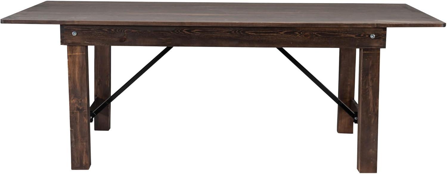 7' x 40'' Rectangular Solid Pine Folding Farm Dining Table in Black Wash Finish
