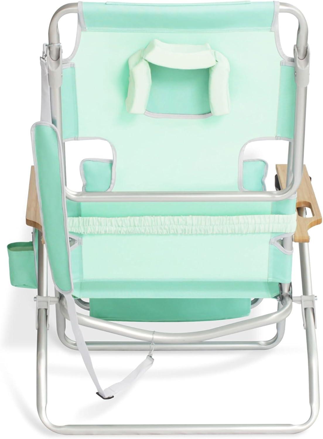 Ostrich Deluxe Padded 3-N-1 Lightweight Portable Adjustable Outdoor Folding Chair for Lawn Beach Lake Camping Lounge with Footrest, Teal (2 Pack)