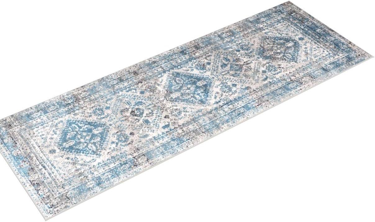 Livabliss 2'7"x7'3" Melissa Traditional Rugs Gray: Stain & Fade-Resistant Runner, Medium Pile, Indoor Use