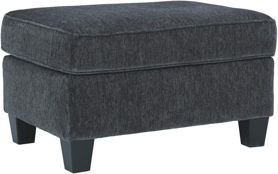 Contemporary Charcoal Gray Chenille 33" Footstool