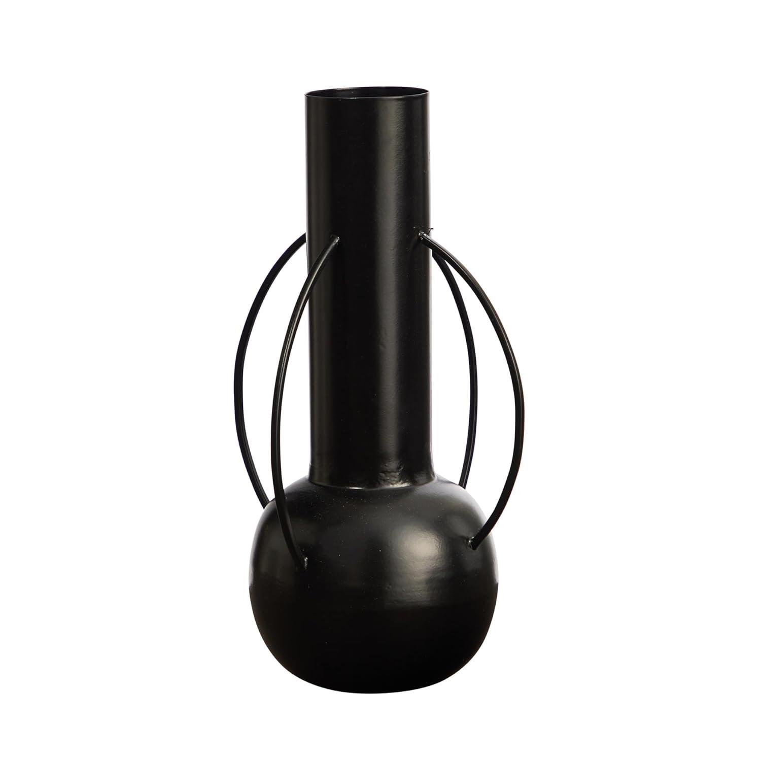 Nearly Natural 14in. Contemporary Metal Vase, Black