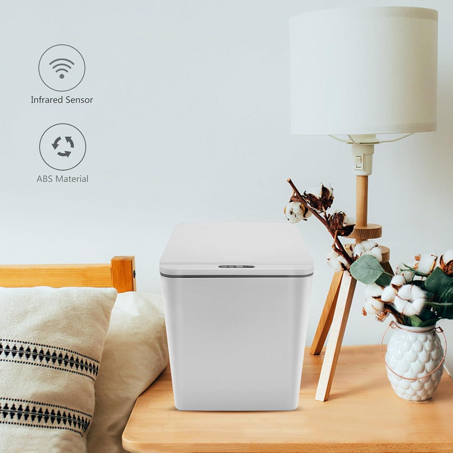 Automatic Small Countertop Trash Can w Rechargeable Battery, Mini Desktop Sensor Can with Lid, Grey-1.5 Gal