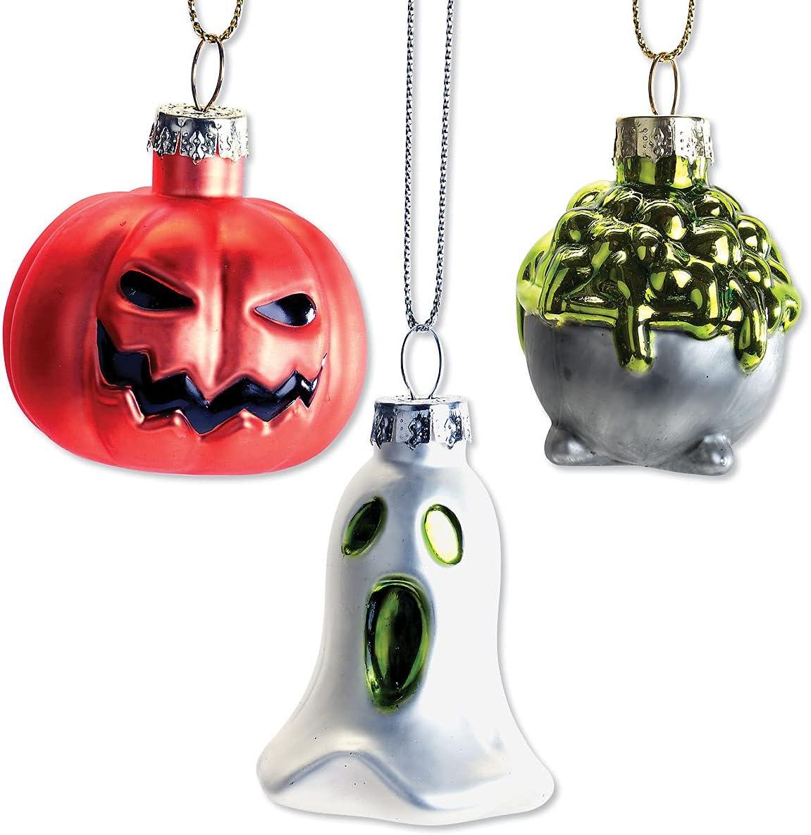 Set of 12 Colorful Glass Halloween Hanging Ornaments