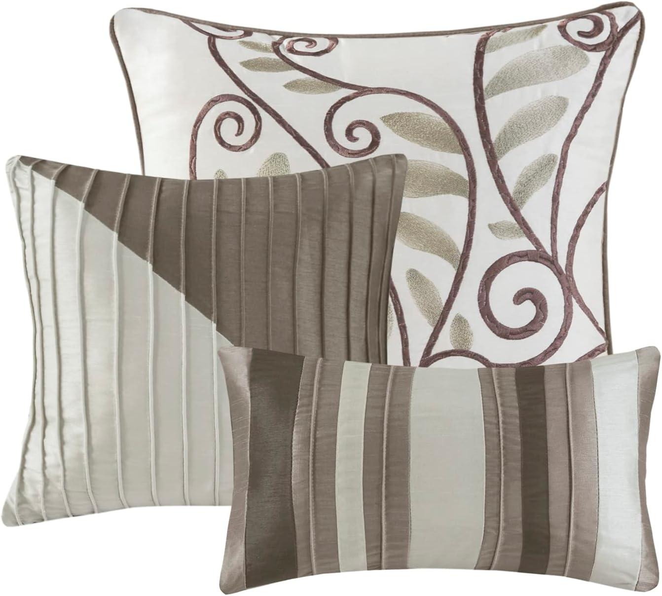 Amherst 7 Piece Striped and Pleated Comforter Set