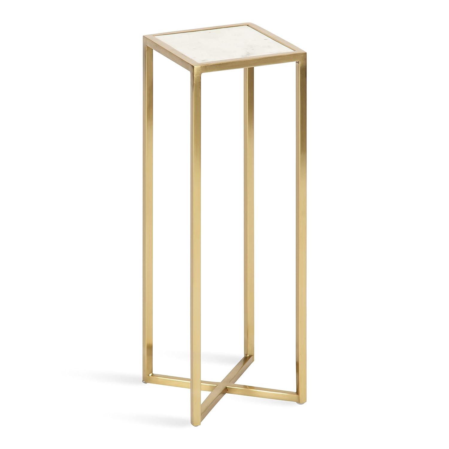 Kate and Laurel Jaspur Square Metal Drink Table, 7x7x21, Gold and White
