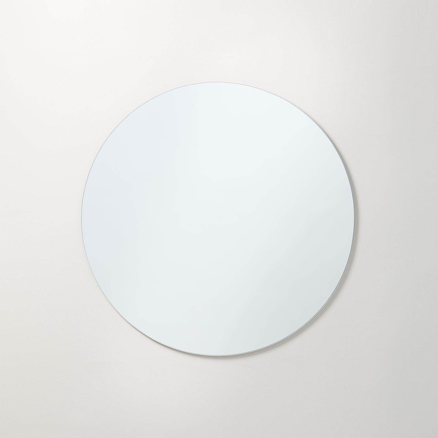 24" Round Frameless Clear Glass Vanity Mirror