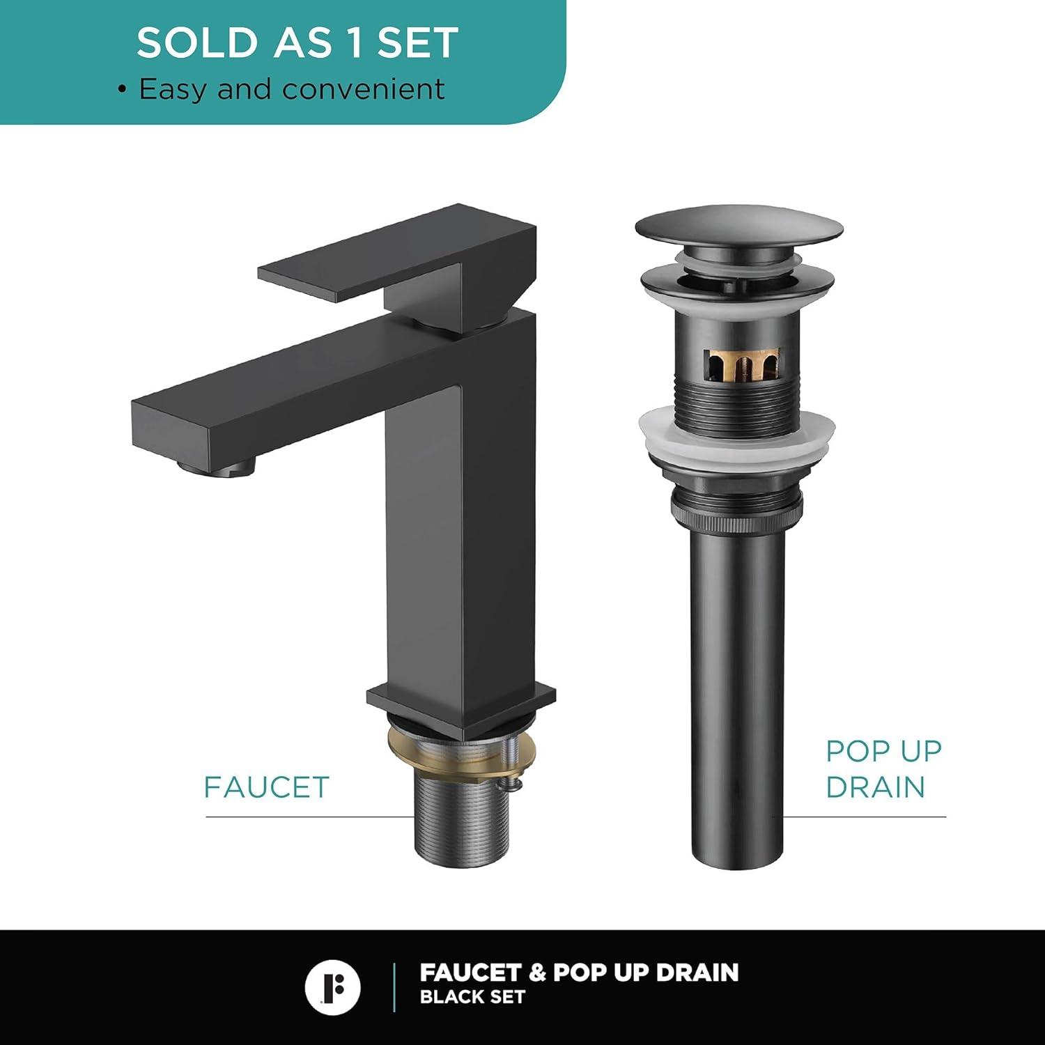Single Hole Bathroom Faucet with Pop-up Drain and Strainer Basket