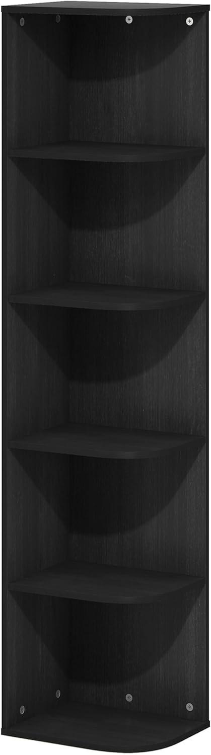 Black Composite Wood 5-Tier Corner Bookcase