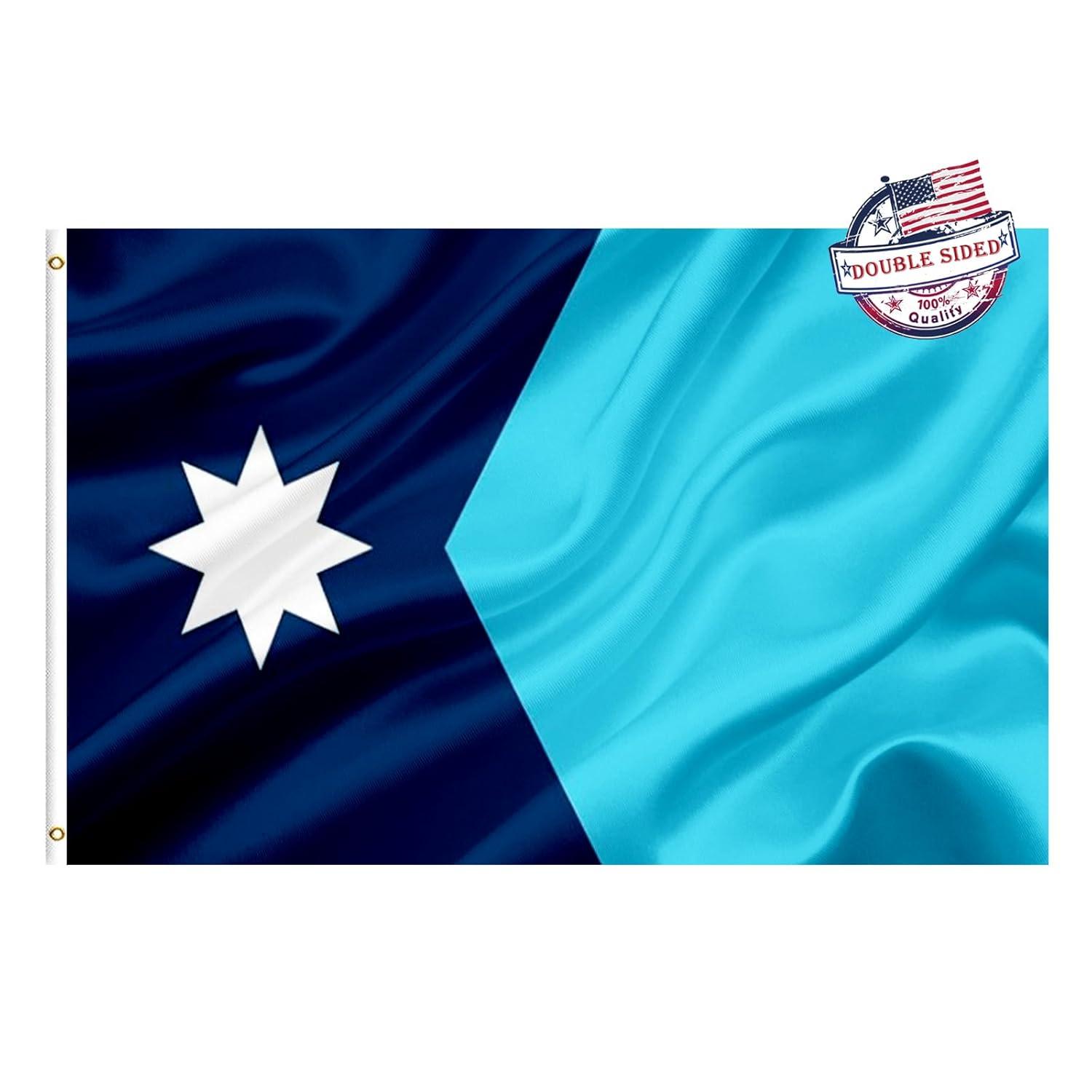 New Minnesota State Flag 3x5 Outdoor MN Flag 2 Rows Stitched Edge Canvas Header with 2 Brass Grommets