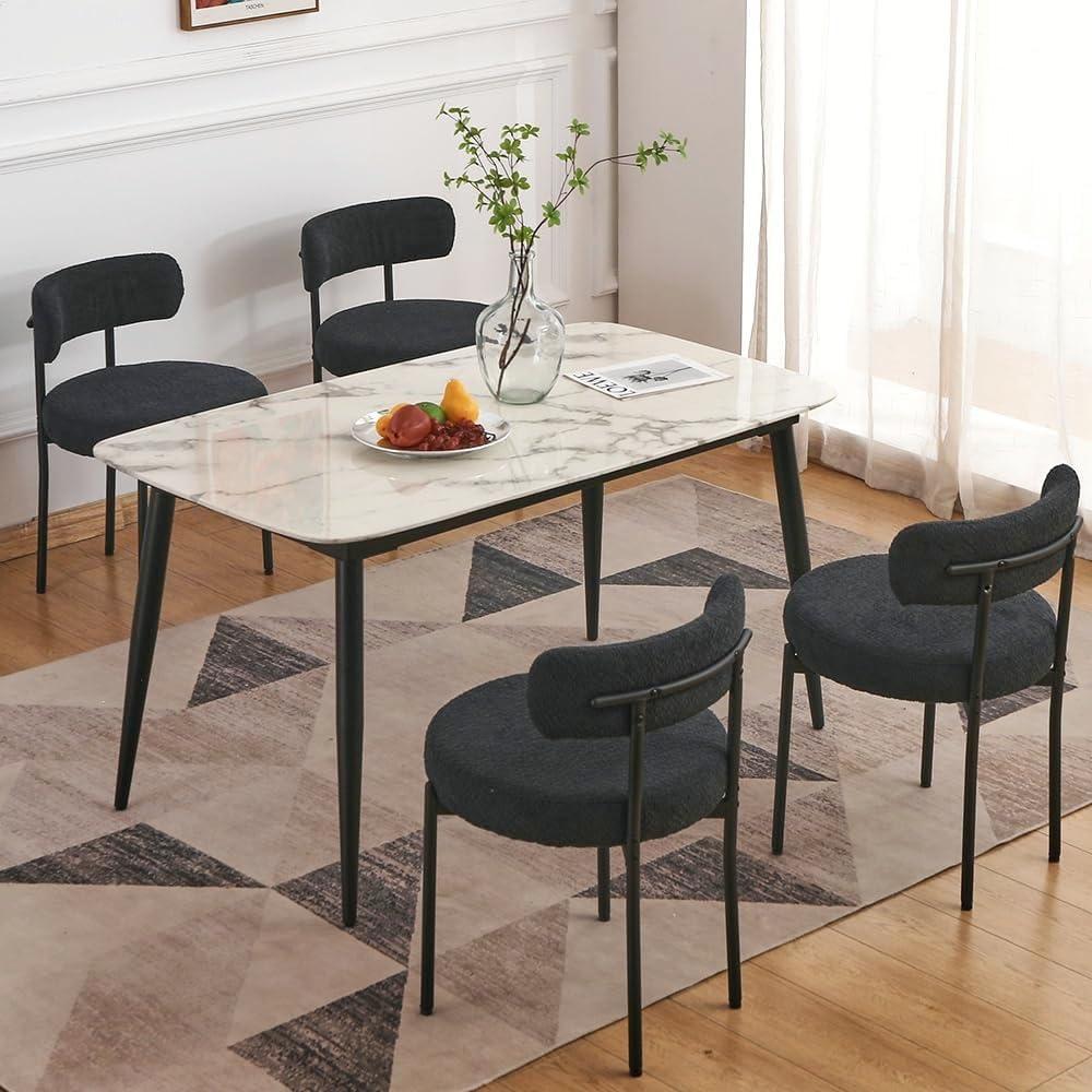 XINMICS White Dining Chairs Boucle Dining Room Chair Set of 2