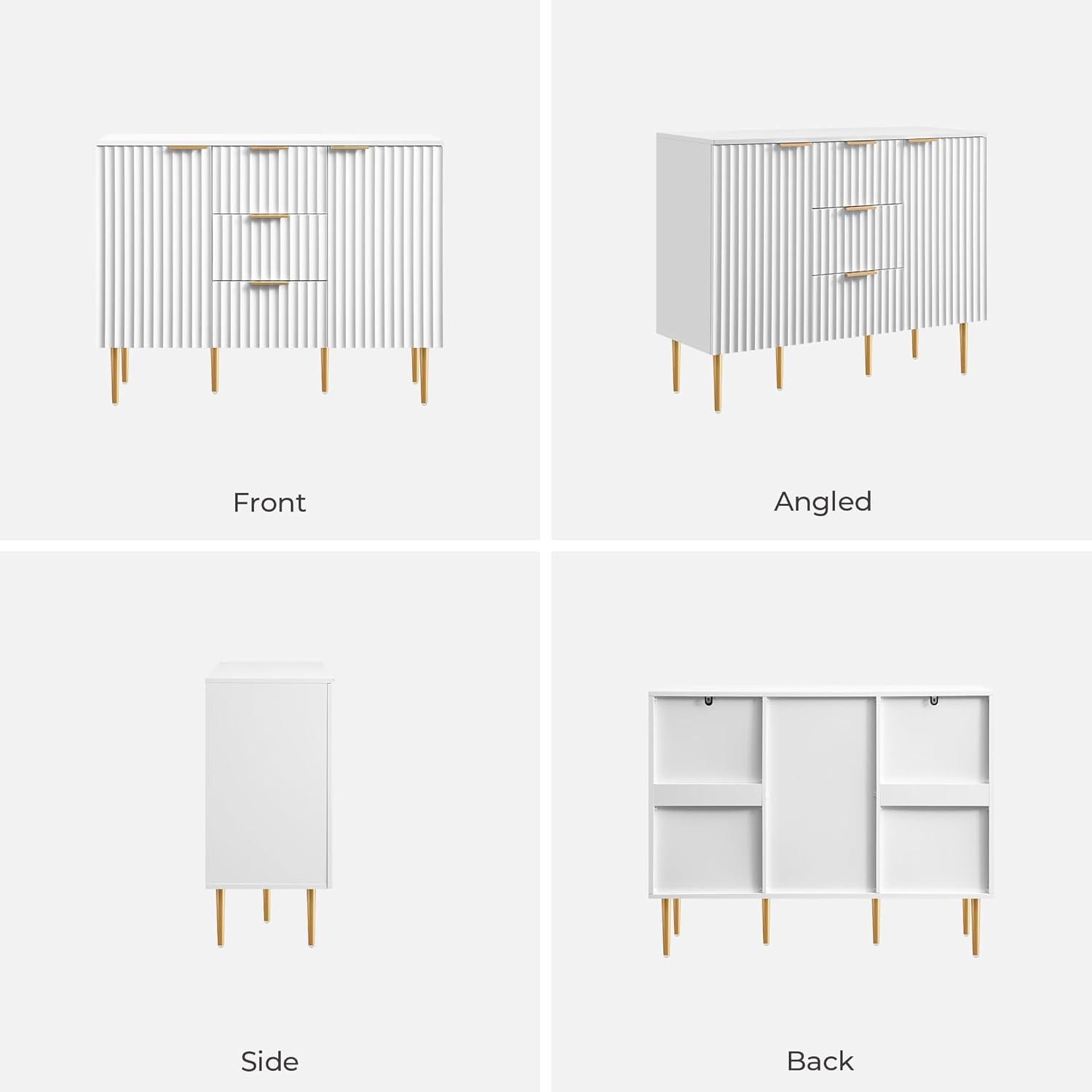 SICOTAS Sideboard Buffet Cabinet with 3 Drawers and 2 Doors, 2 Adjustable Shelves