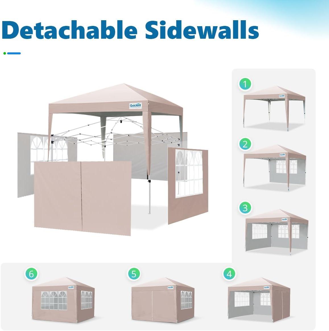 Quictent Privacy 10'x10’Pop up Canopy Tent with Sidewalls Enclosed Instant Gazebo Shelter Waterproof (Beige)