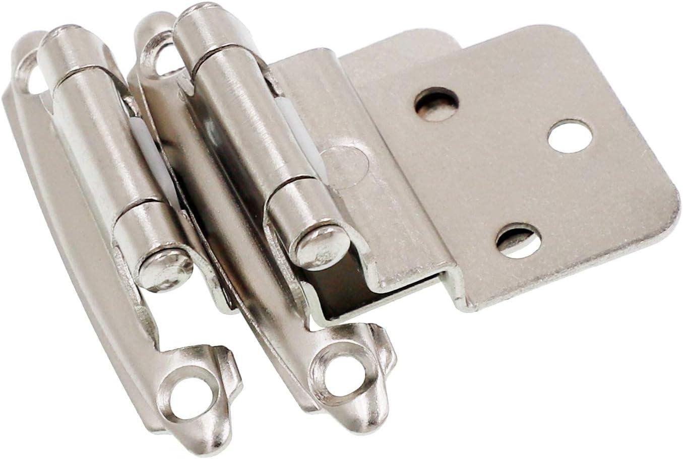 Brushed Nickel 3/8" Inset Self-Closing Cabinet Hinges, 25 Pairs