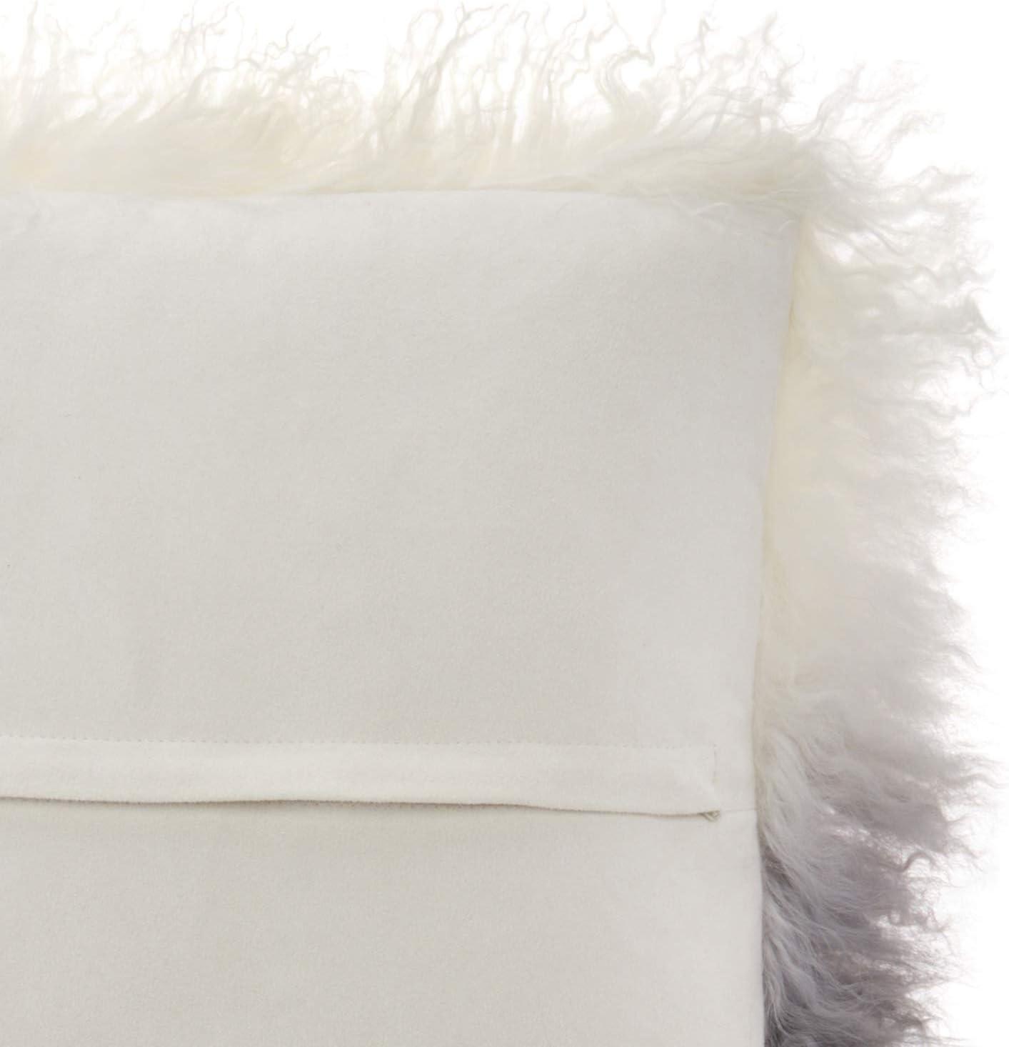 Saro Lifestyle Mongolian Collection Mongolian Lamb Fur Wool Throw Pillow, Poly Filled