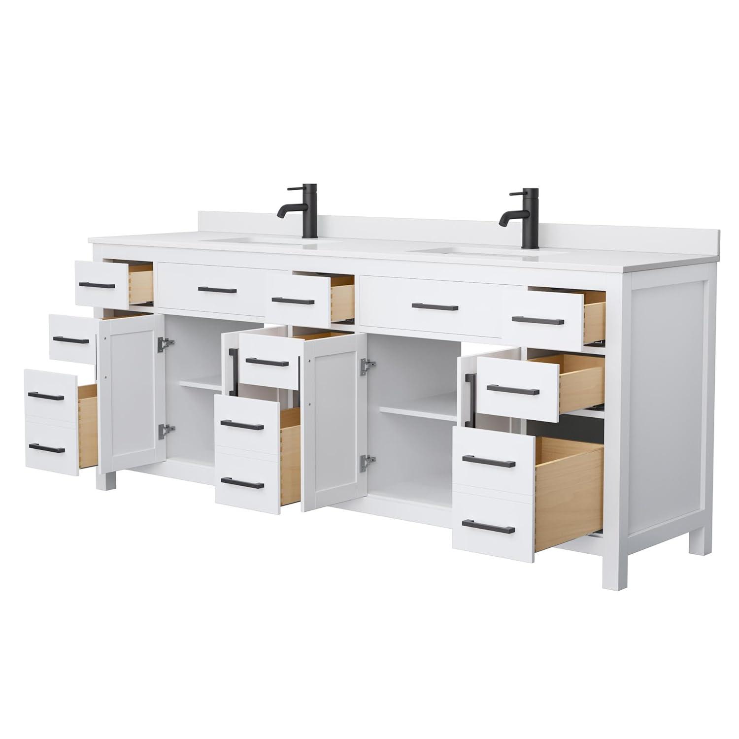 Wyndham Collection Beckett 84" Freestanding Double Bathroom Vanity with Cultured Marble Top
