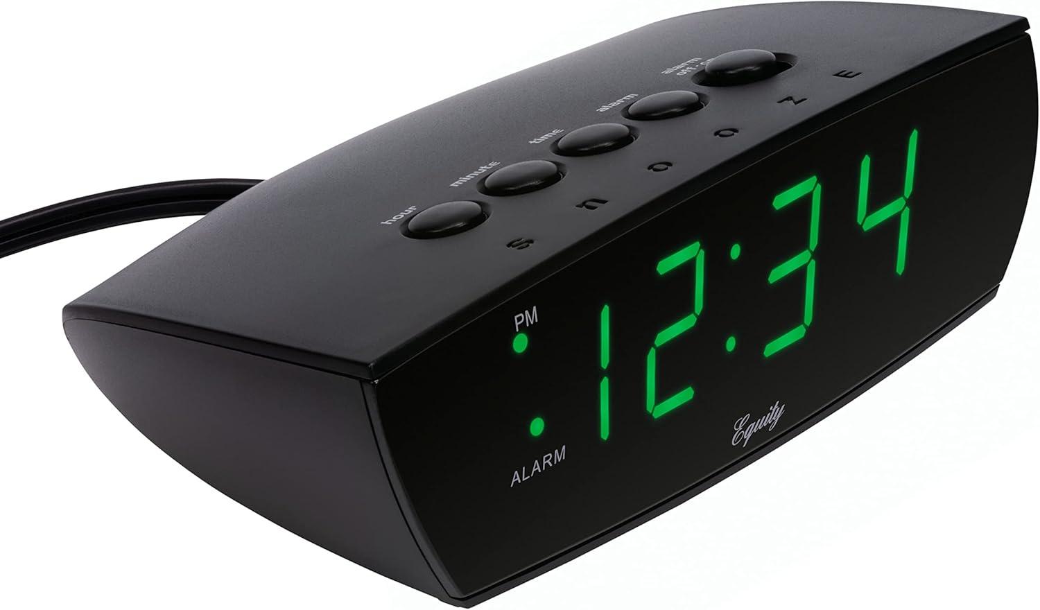 Equity by La Crosse Green 0.9-inch Digital Alarm LED Clock, 75902