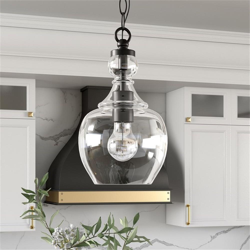 Evelyn&Zoe 7" Brushed Nickel Finish Metal/Glass Pendant
