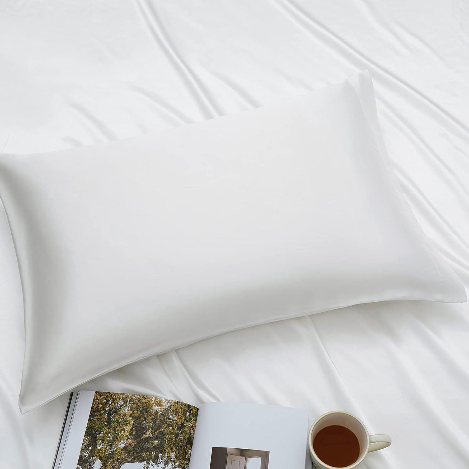 Ersmak Satin Pillowcase King Set of 2, 20" x 40" Ultra Soft & Silky Satin Pillow Cases for Hair and Skin, Wrinkle Fade Resistant Pillow Covers with Envelope Closure (Ivory White)