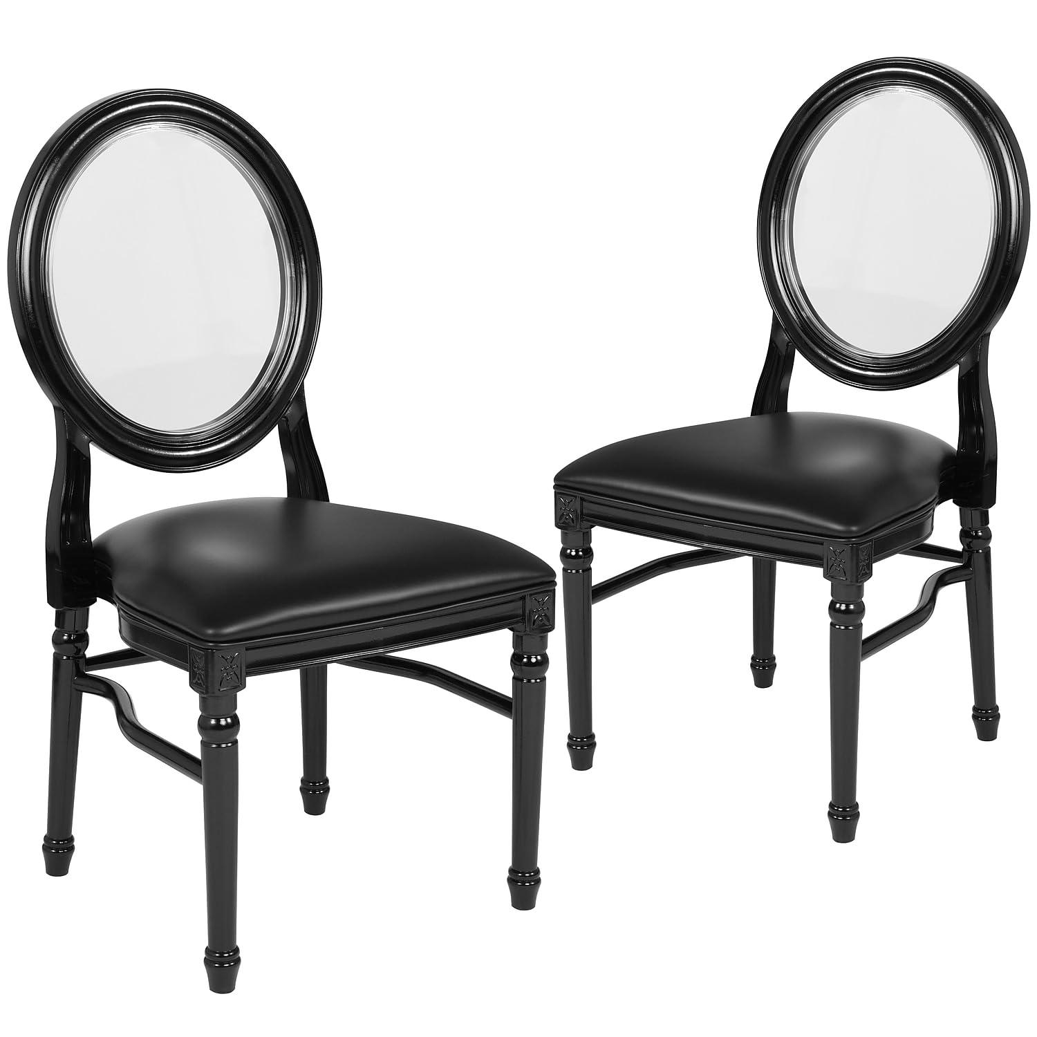 Flash Furniture 2 Pack HERCULES Series 900 lb. Capacity King Louis Chair with Tufted Back, Black Vinyl Seat and Black Frame