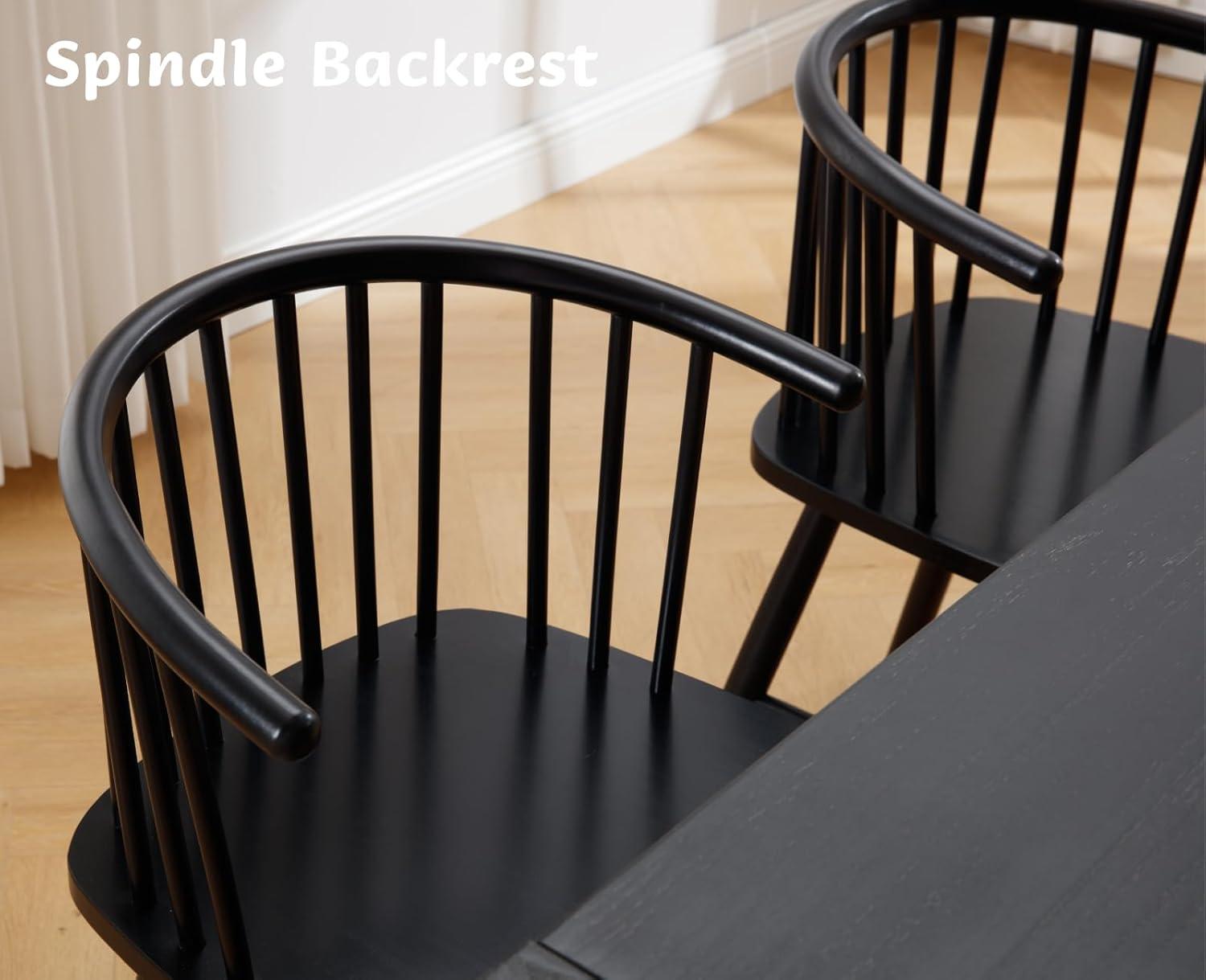 Black High-Back Wood Windsor Side Chairs, Set of 2