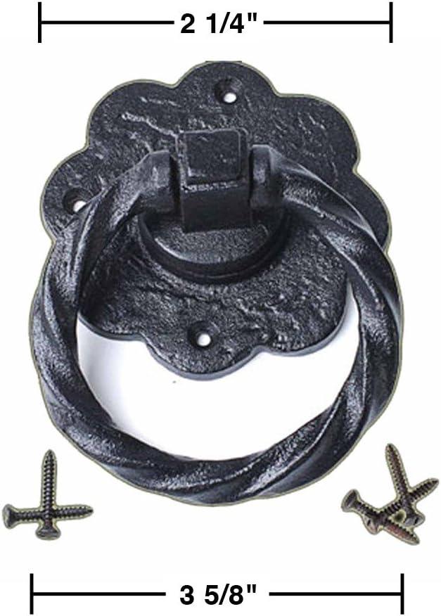 Black Wrought Iron Flower Ring Cabinet Pull with Hardware