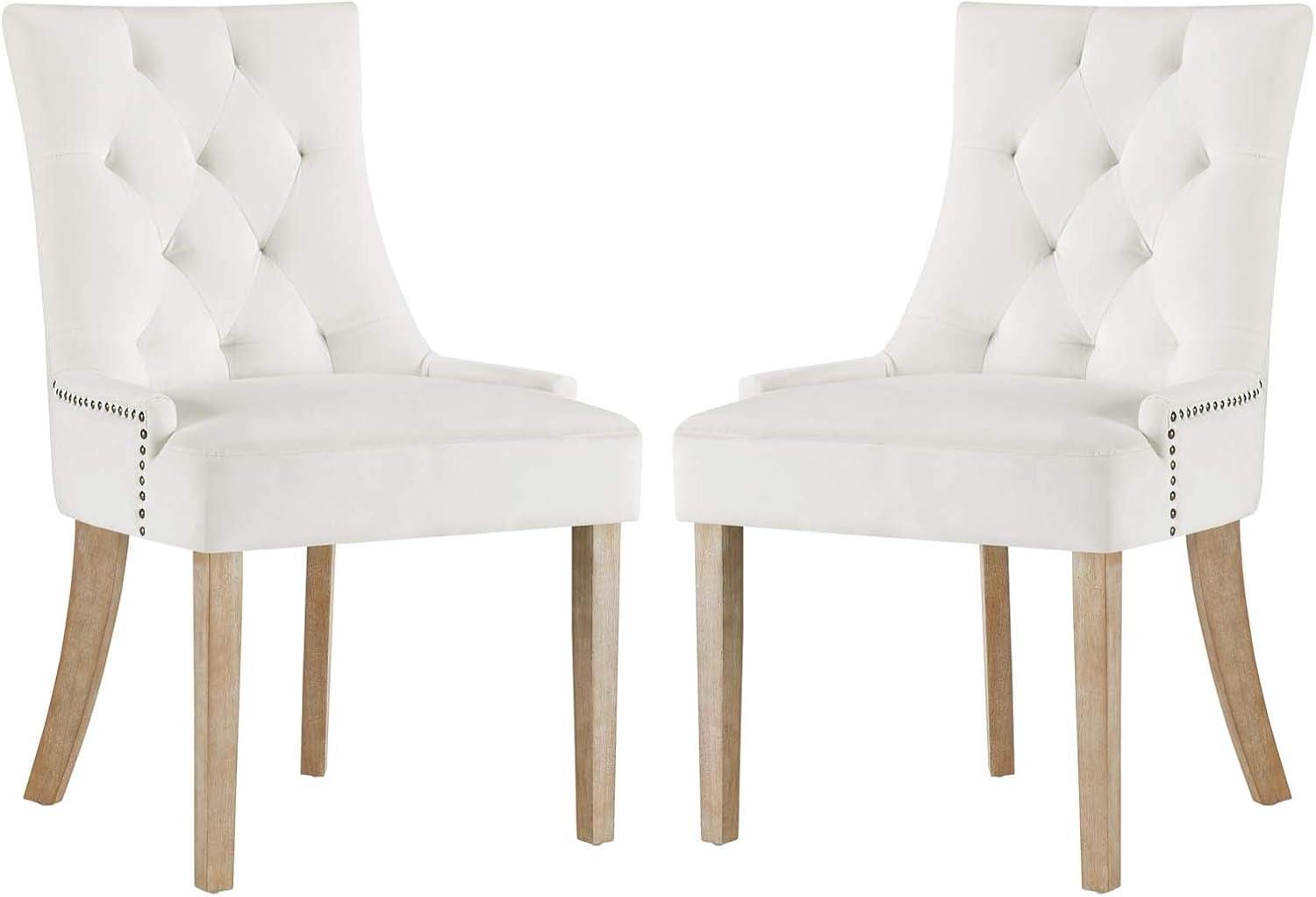 Charm Farmhouse Ivory Velvet Upholstered Dining Chair Set