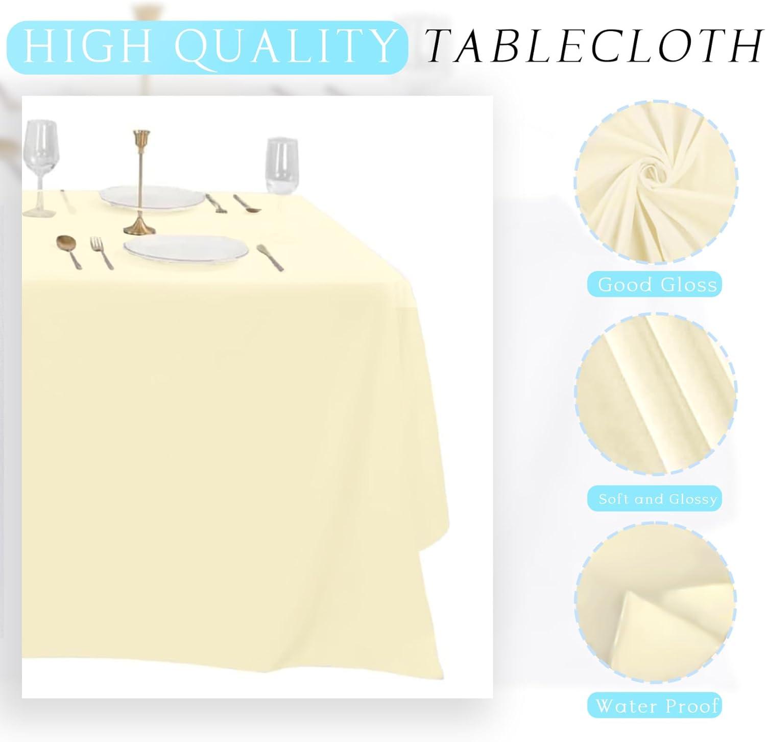 10 Pack Beige Tablecloth 60x102 inch Polyester Fabric Tablecloths for 6 Foot Rectangle Tables Wrinkle Resistant Linen Tablecloth Washable Table Covers for Party Wedding Events and Camping