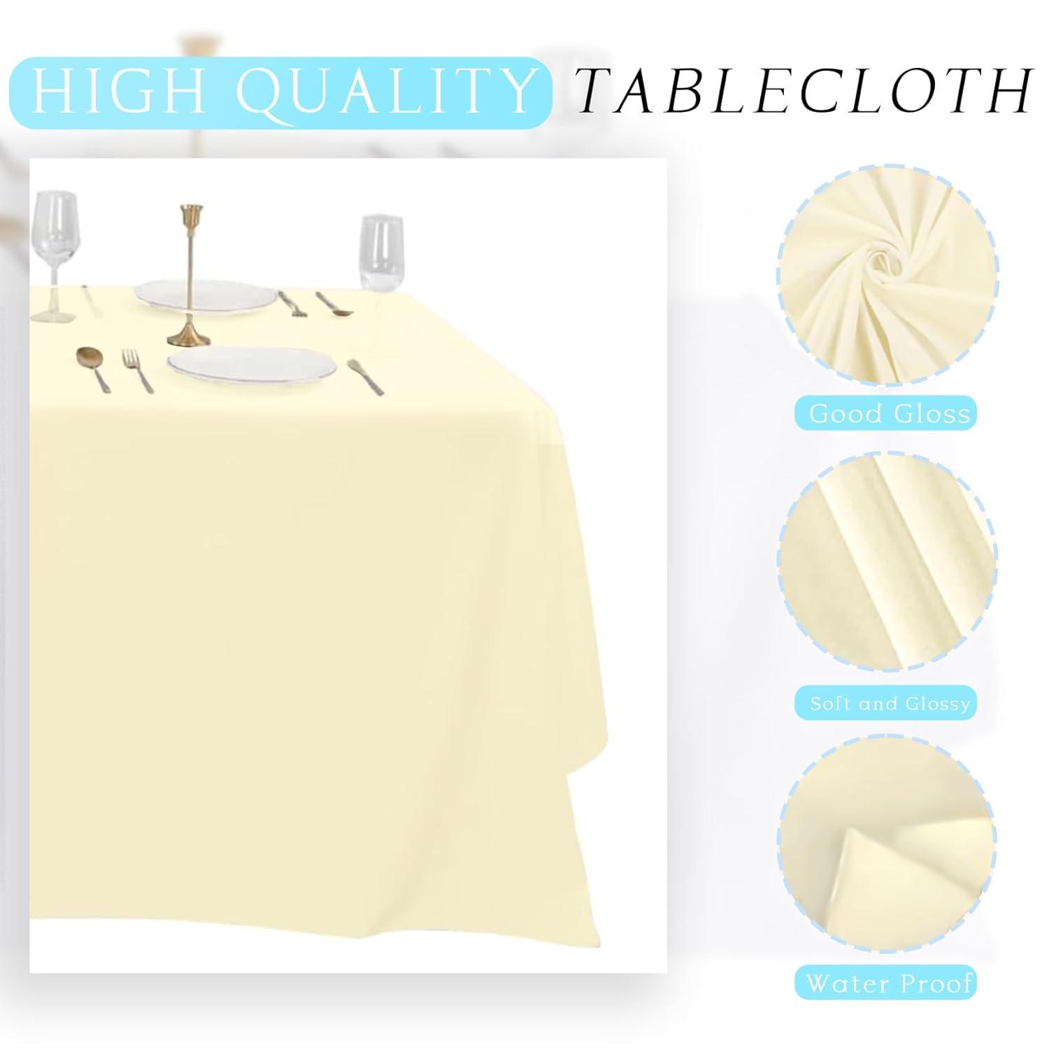 10 Pack Beige Tablecloth 60x102 inch Polyester Fabric Tablecloths for 6 Foot Rectangle Tables Wrinkle Resistant Linen Tablecloth Washable Table Covers for Party Wedding Events and Camping