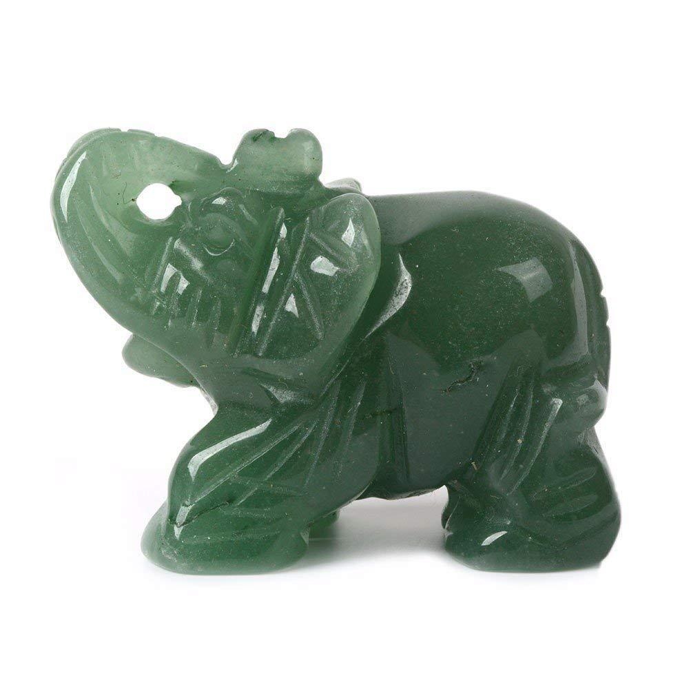 Carved Natural Green Aventurine Gemstone Elephant Healing Crystal Guardian Statue Figurine Crafts 2 inch