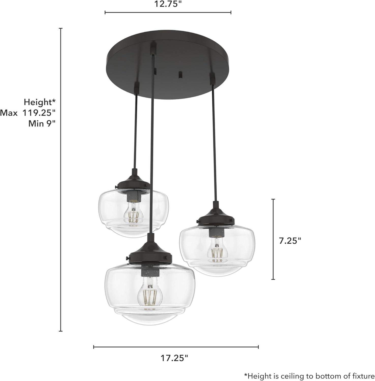 Saddle Creek 3 - Light Schoolhouse Cluster Pendant