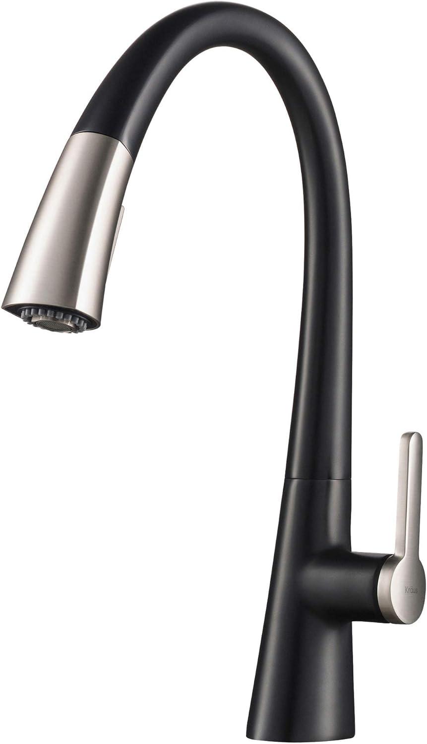 Spot Free Stainless Steel and Matte Black Pull-Down Kitchen Faucet