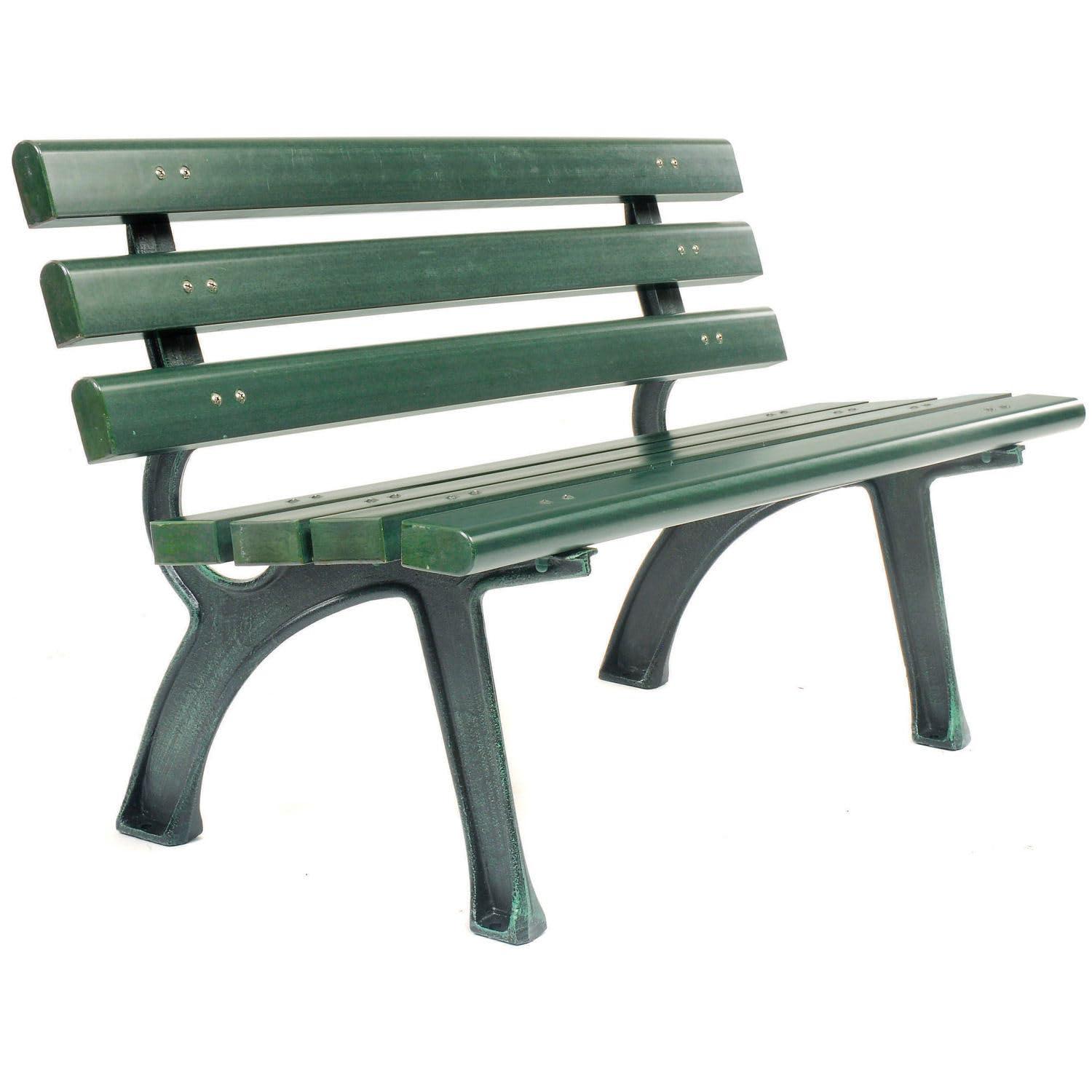 4 ft. Plastic Park Bench with Backrest, Green