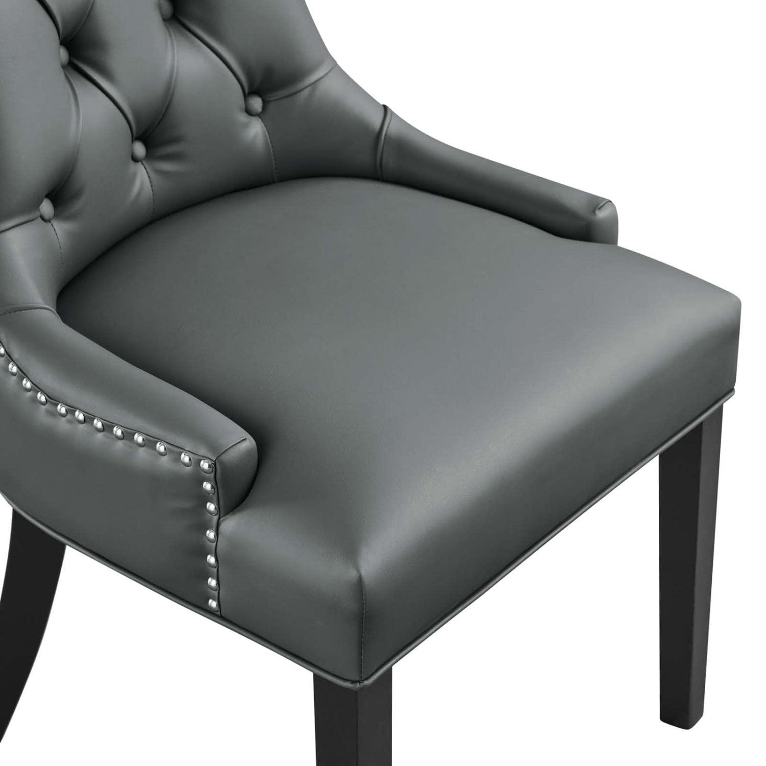 Modway Regent Vinyl Dining Chair Black: Upholstered, Wood Frame, Spot Clean, No Tools Assembly