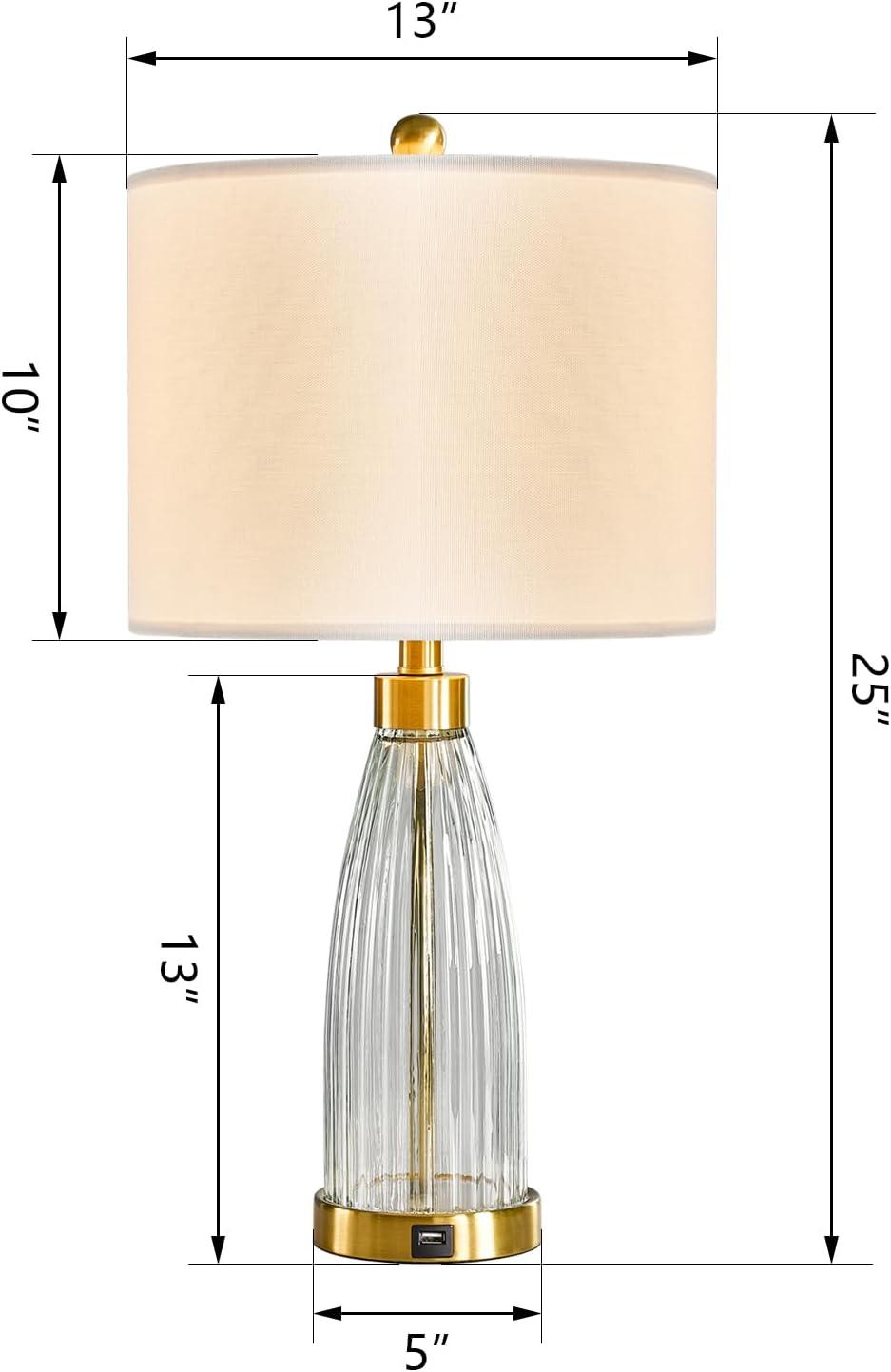 Aadyn 25'' Metal Glass USB Table Lamp