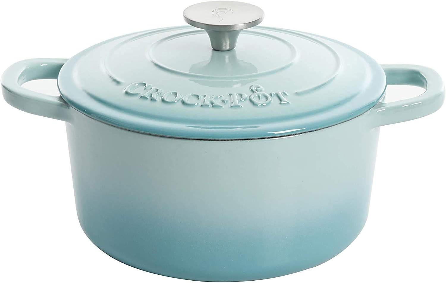 Aqua Blue 3-Quart Enameled Cast Iron Dutch Oven with Lid