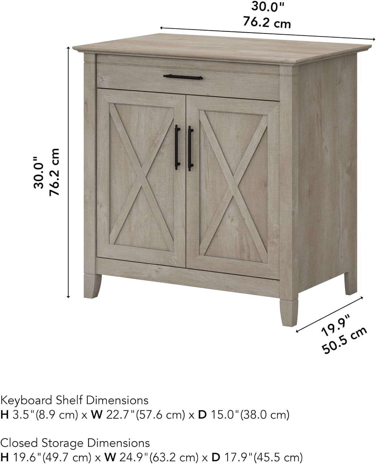 Bush Furniture Key West Secretary Desk with Storage, Washed Gray