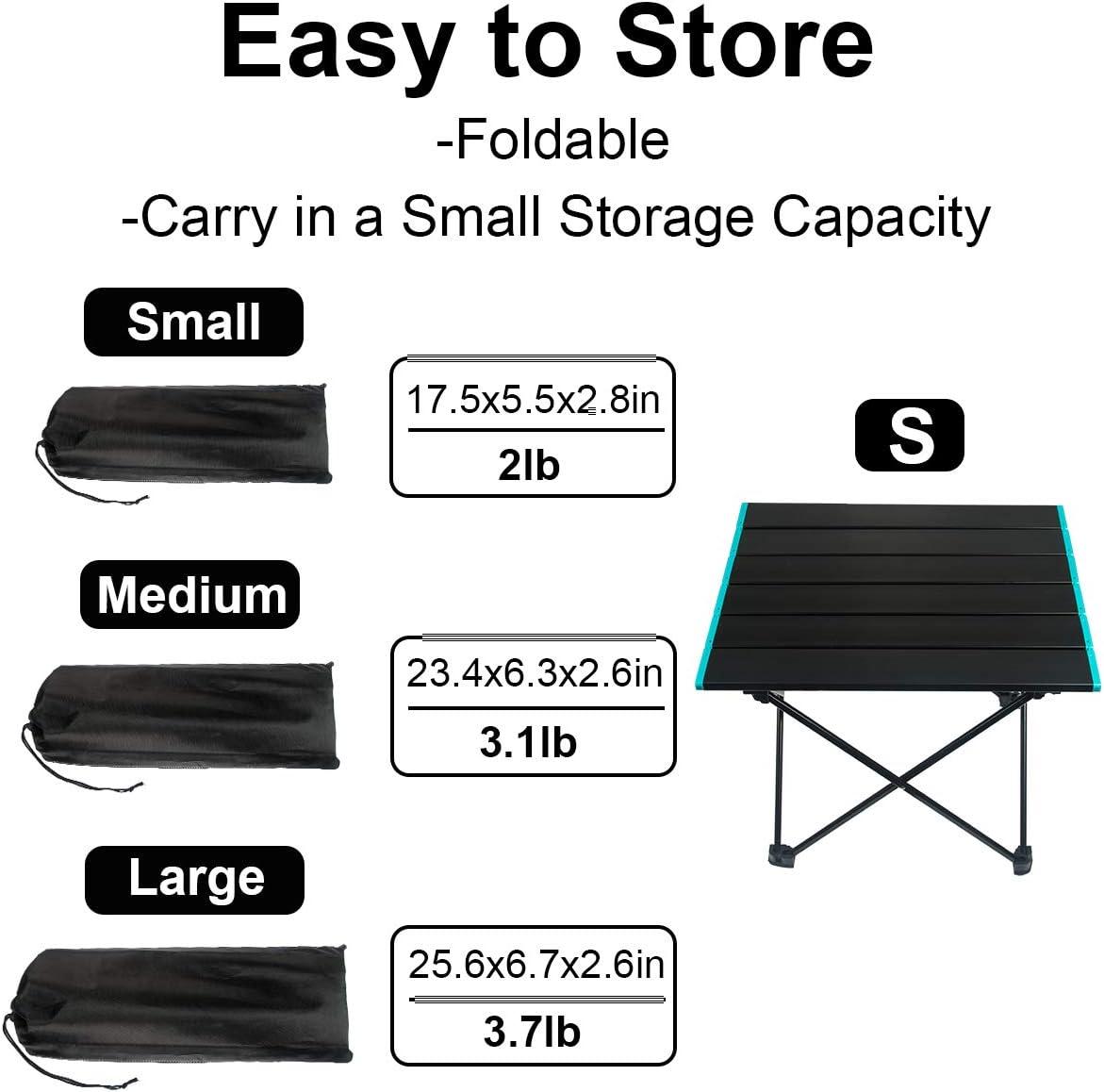 Camping Table Portable Folding Camping Side Tables Aluminum Table Top with Carrying Bag, Waterproof Fold Up Lightweight Table for Picnic Camp Beach Outdoor BBQ Cooking, Travel Beach Tables Black