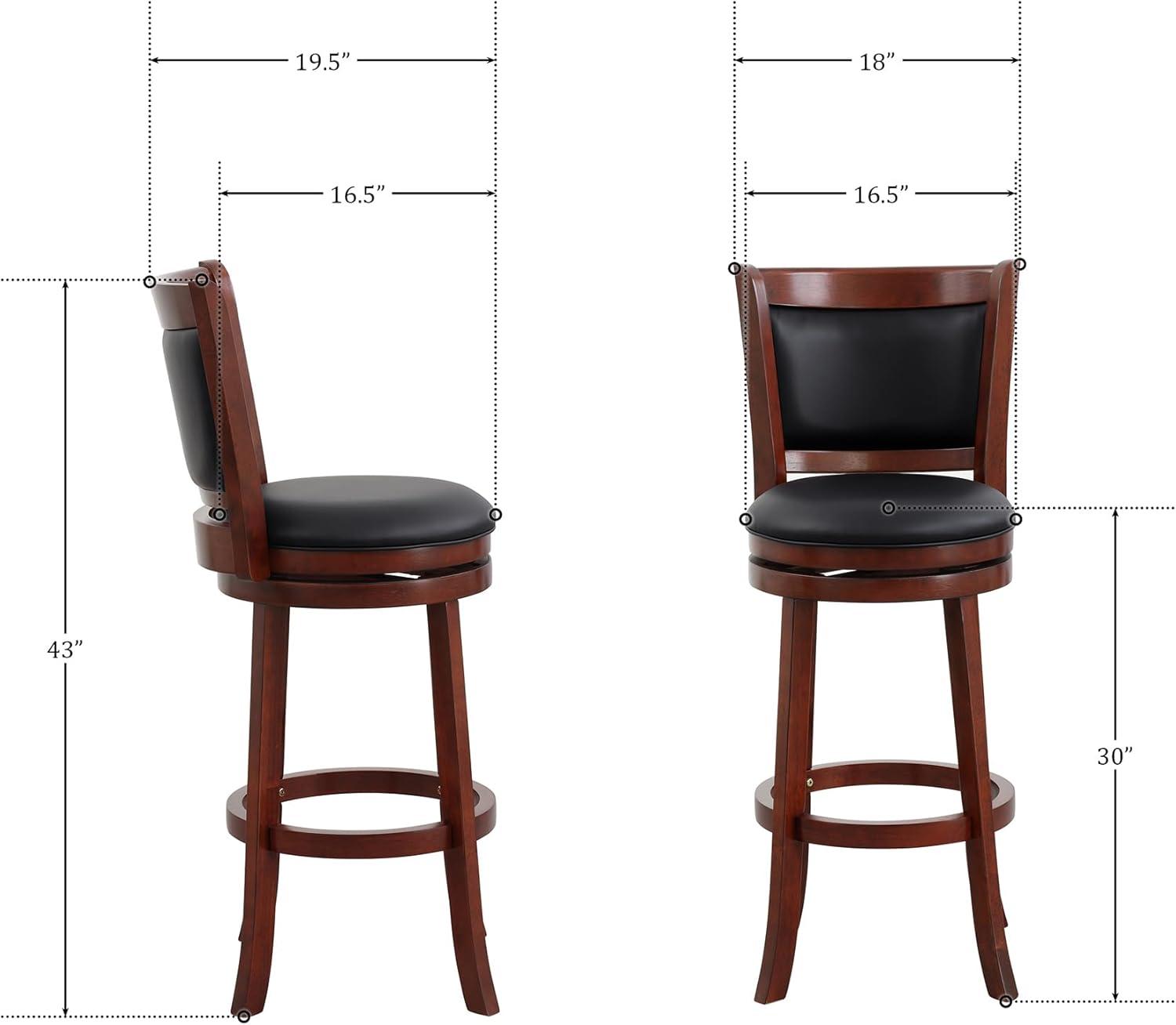 Lexicon Shapel Faux Leather Swivel Bar Stool in Dark Cherry