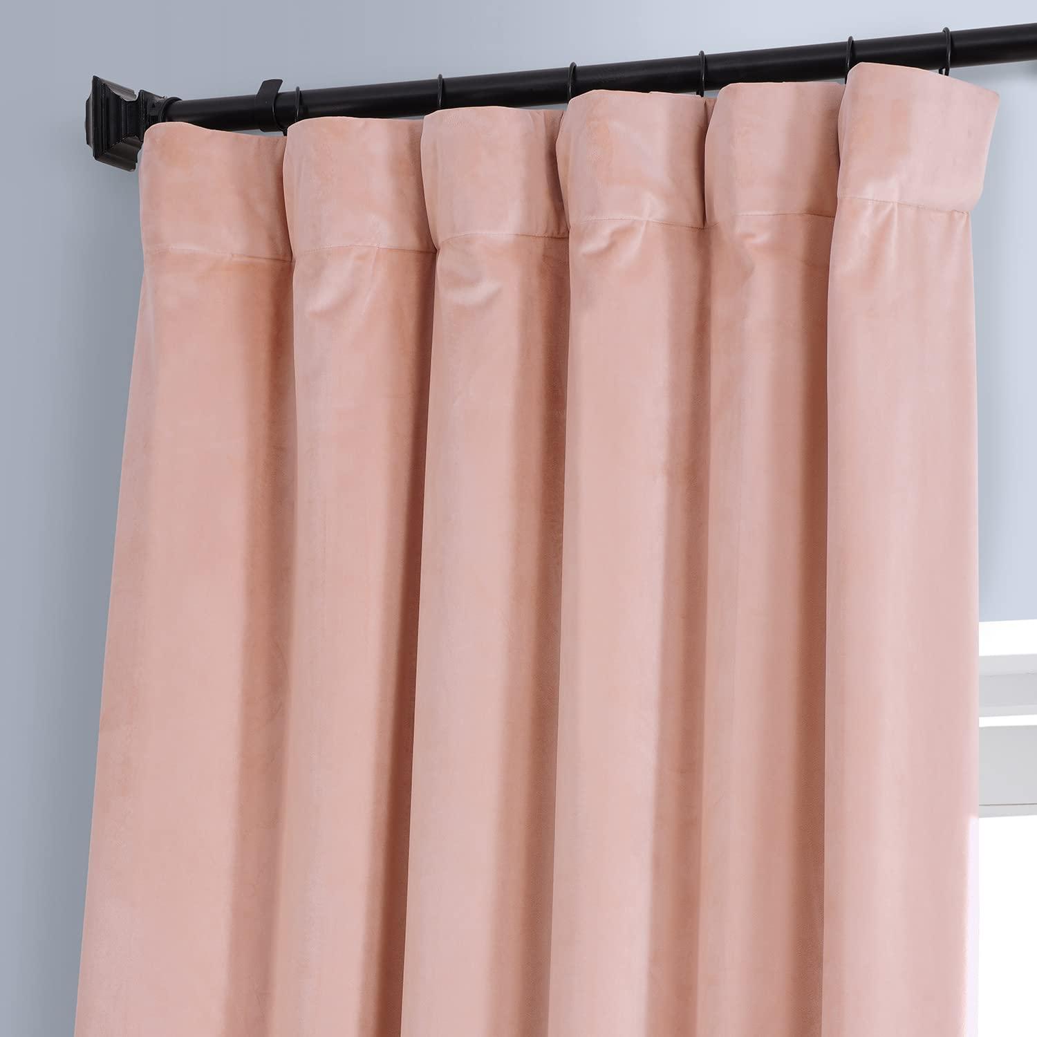 Apricot Blossom Velvet Blackout Curtain Panel, 50" x 108"