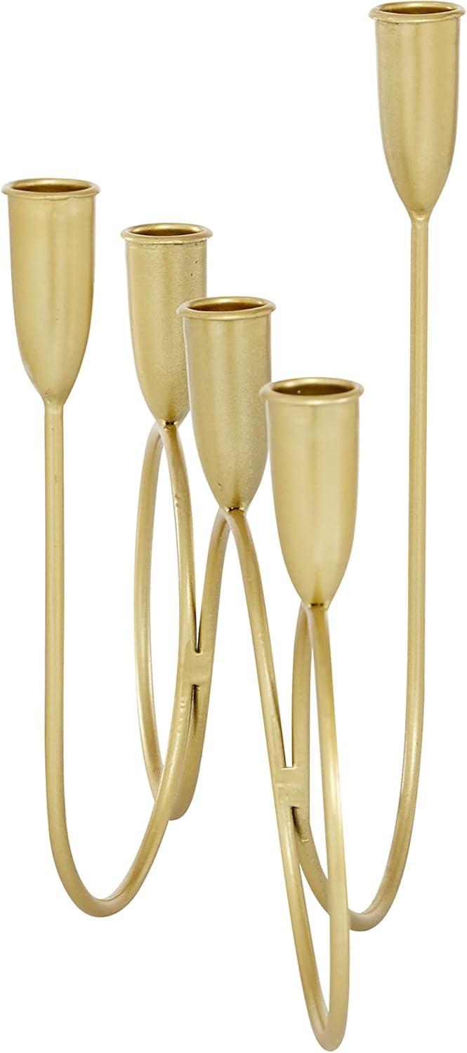 CosmoLiving by Cosmopolitan 5 Holder Gold Metal Candelabra