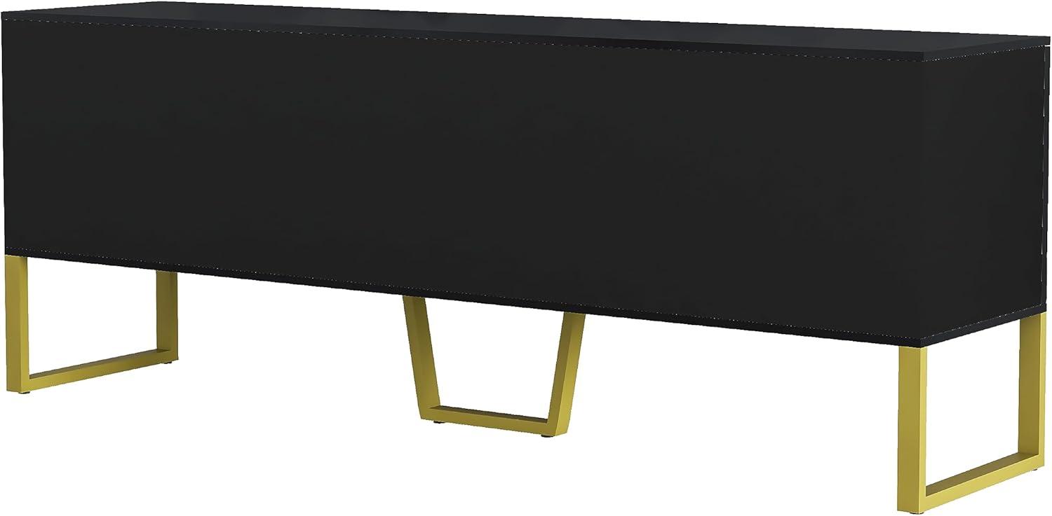 TV Stand for TVs up to 75", Media Entertainment Center with Ample Storage Capacity, Metal Legs and Handles, TV Console with Drawers and Cabinets for Living Room, Black