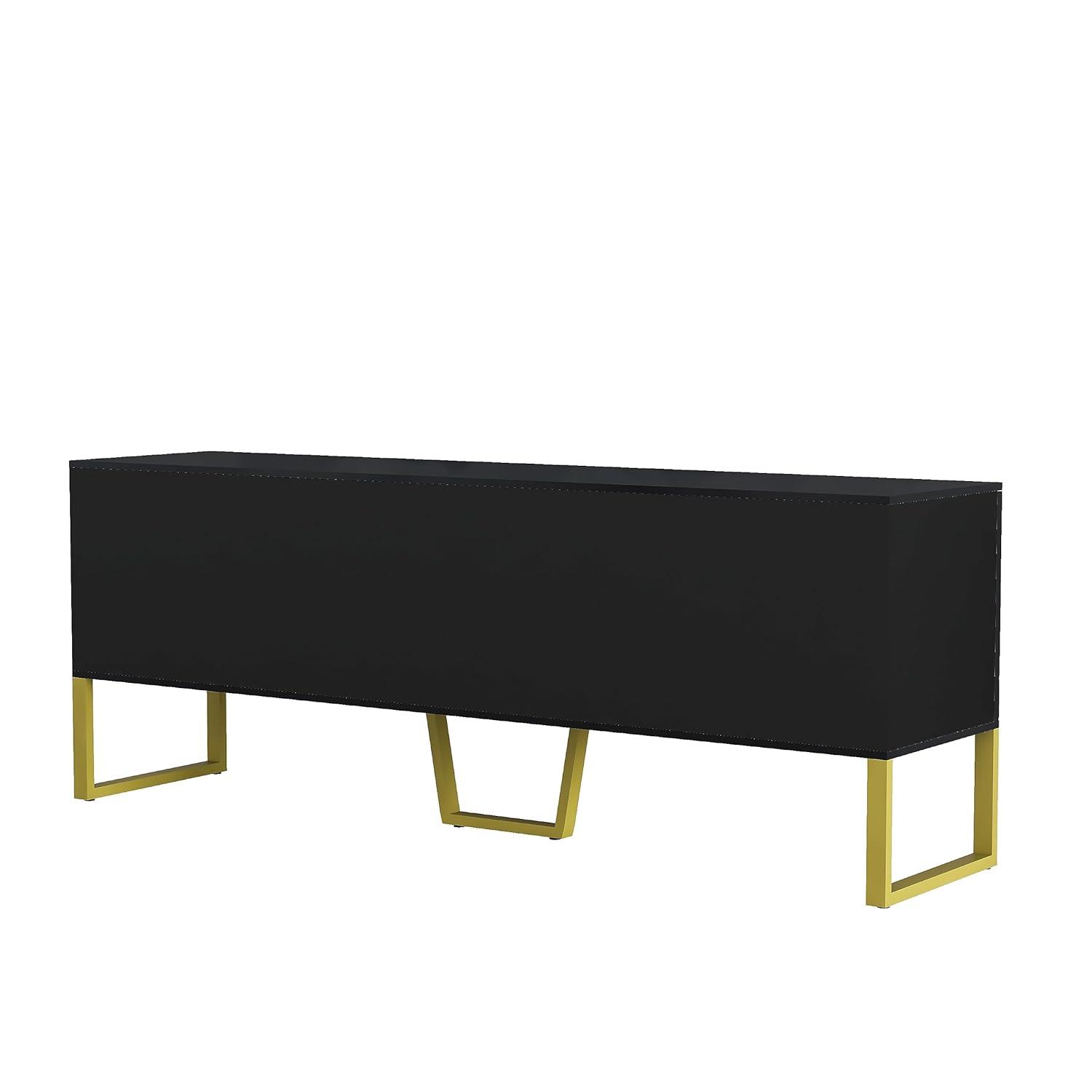 TV Stand for TVs up to 75", Media Entertainment Center with Ample Storage Capacity, Metal Legs and Handles, TV Console with Drawers and Cabinets for Living Room, Black